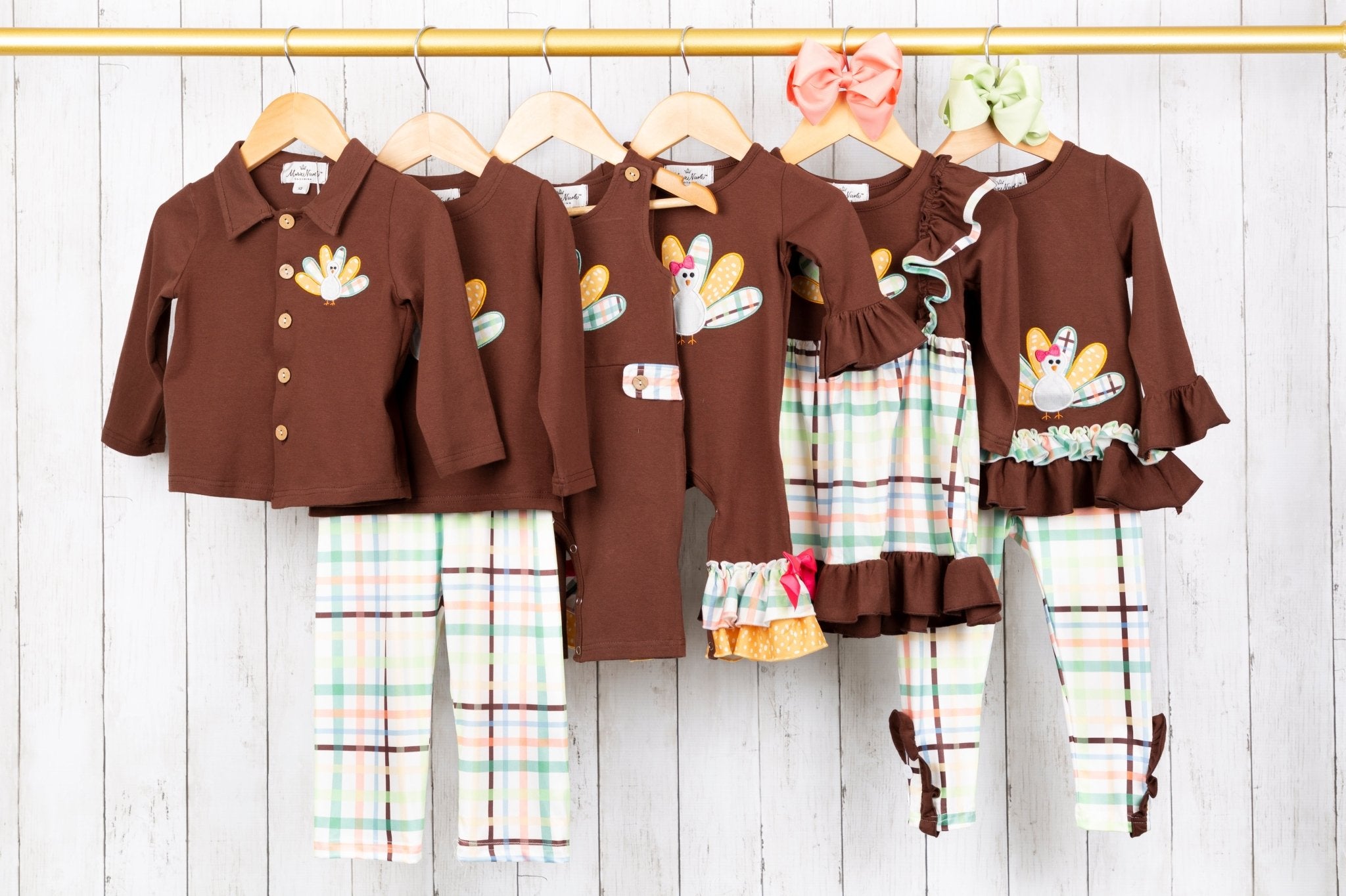 Green Plaid Turkey Ruffle Dress - Marie Nicole Clothing