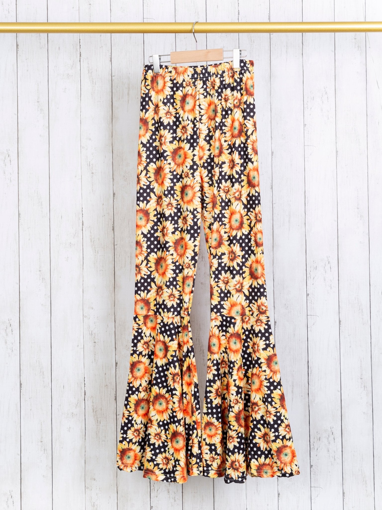 Mom & Me Black Polka Dot & Yellow Floral Bell Bottoms - Marie Nicole Clothing