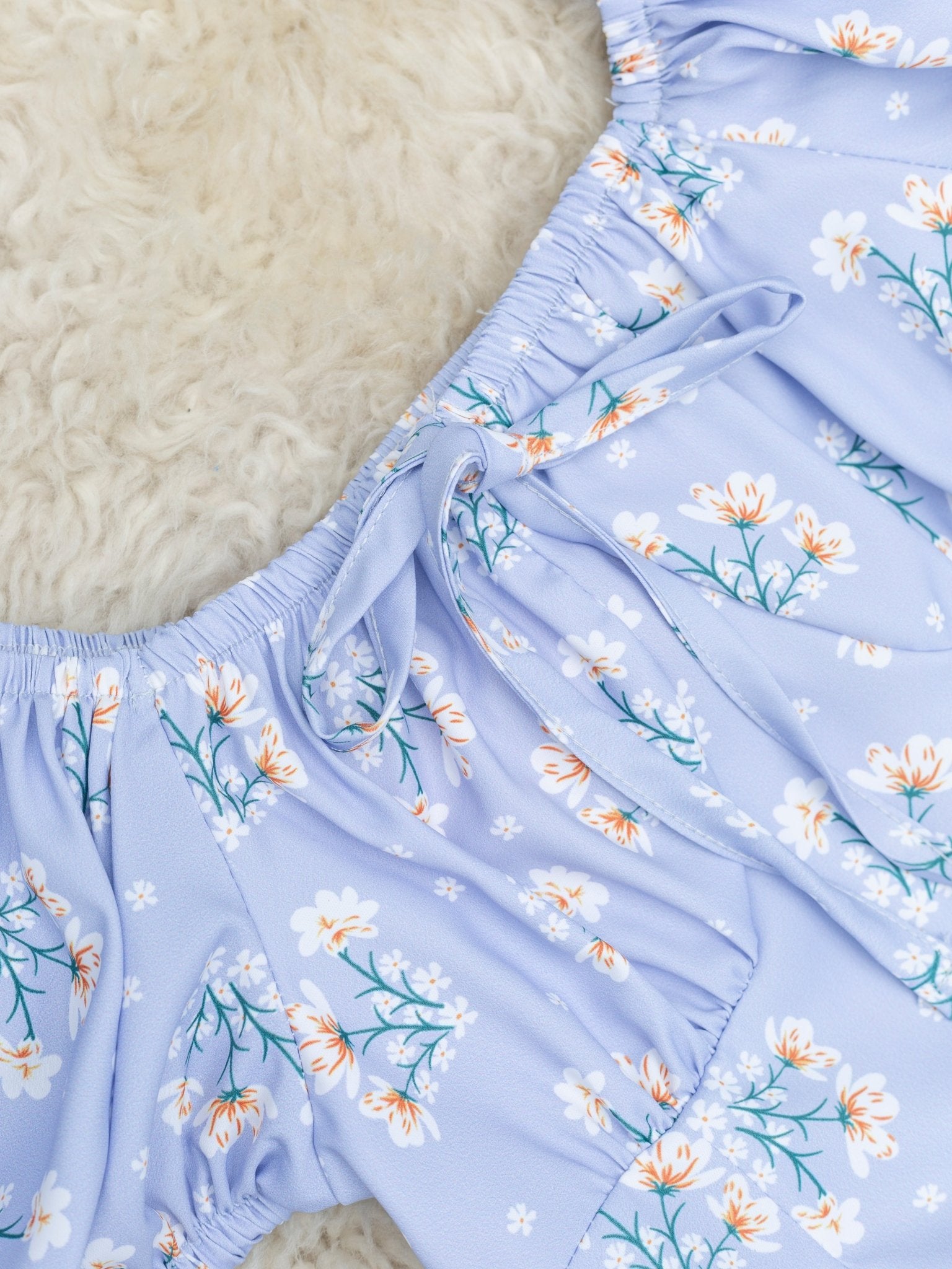 Cornflower Puff Sleeve Top - Marie Nicole Clothing