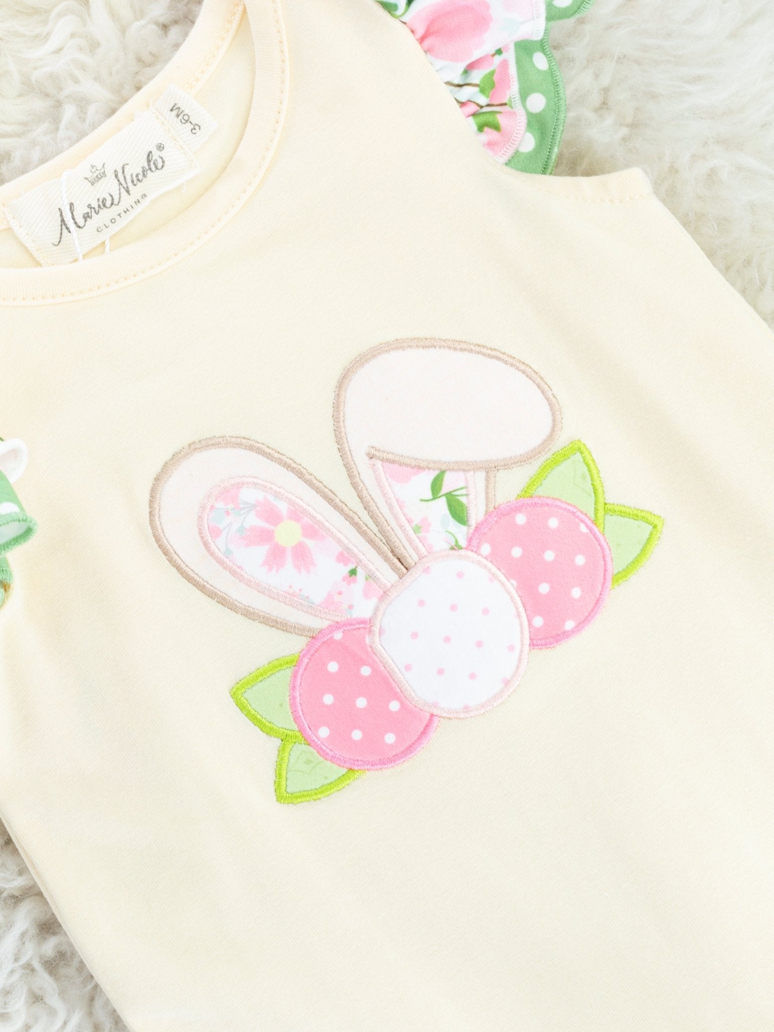 Eggshell Floral Bunny Ruffle Romper - Marie Nicole Clothing