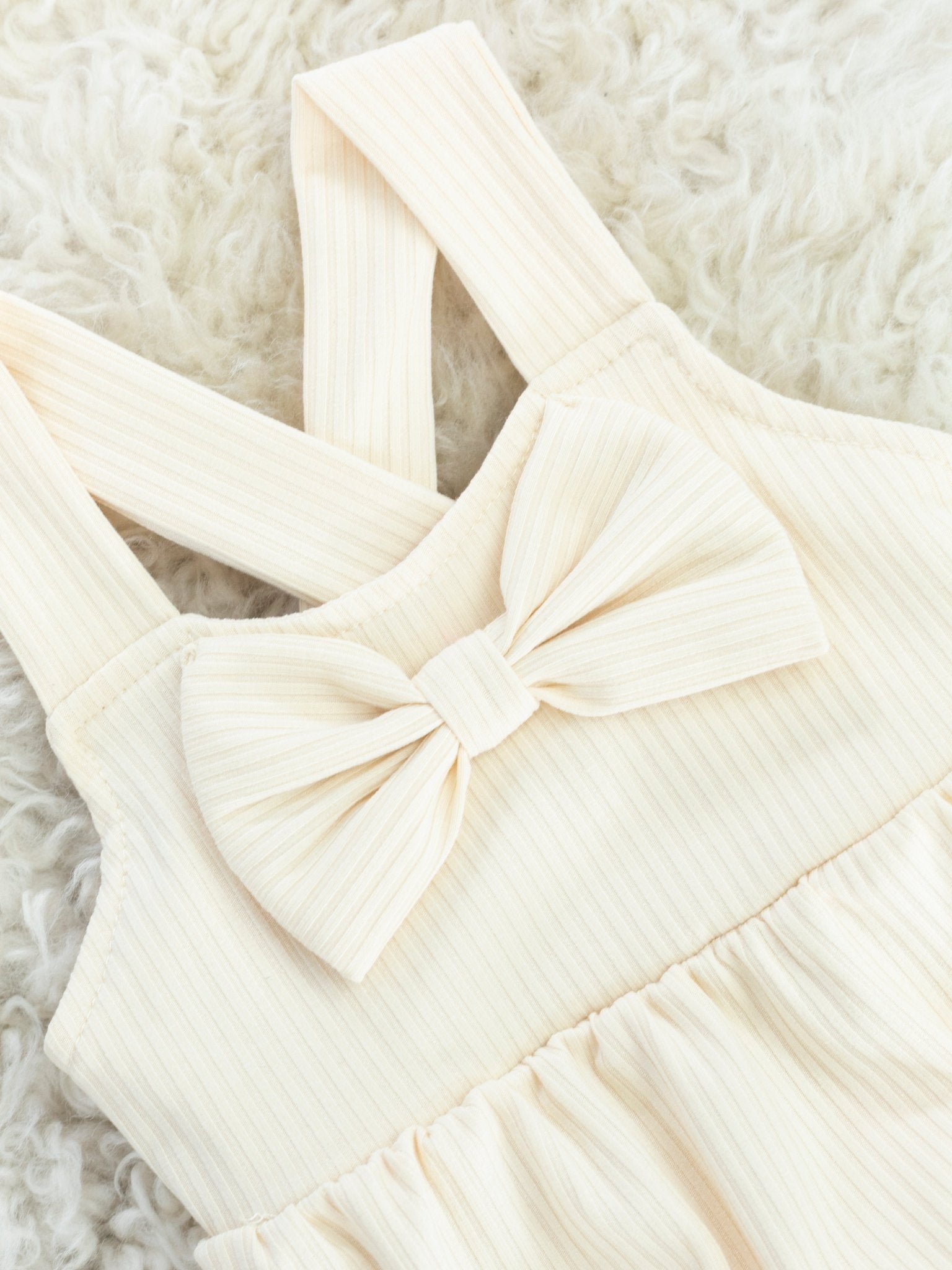 Cream Bow Bubble Romper - Marie Nicole Clothing