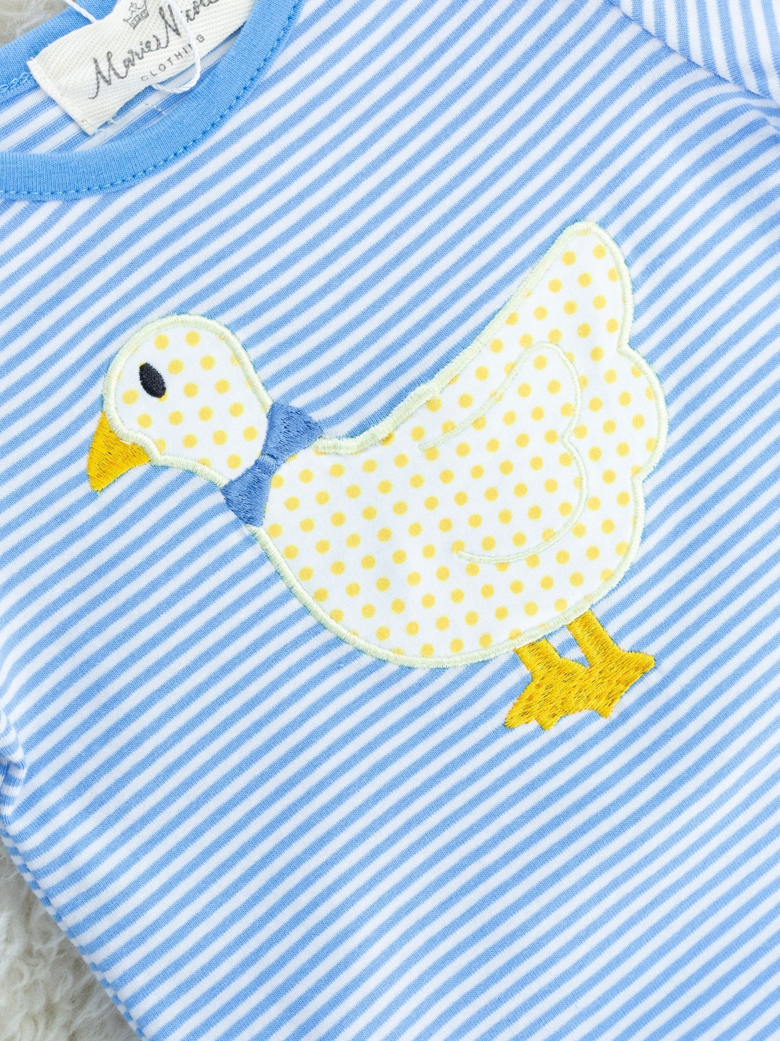 Blue Striped Duck Romper - Marie Nicole Clothing
