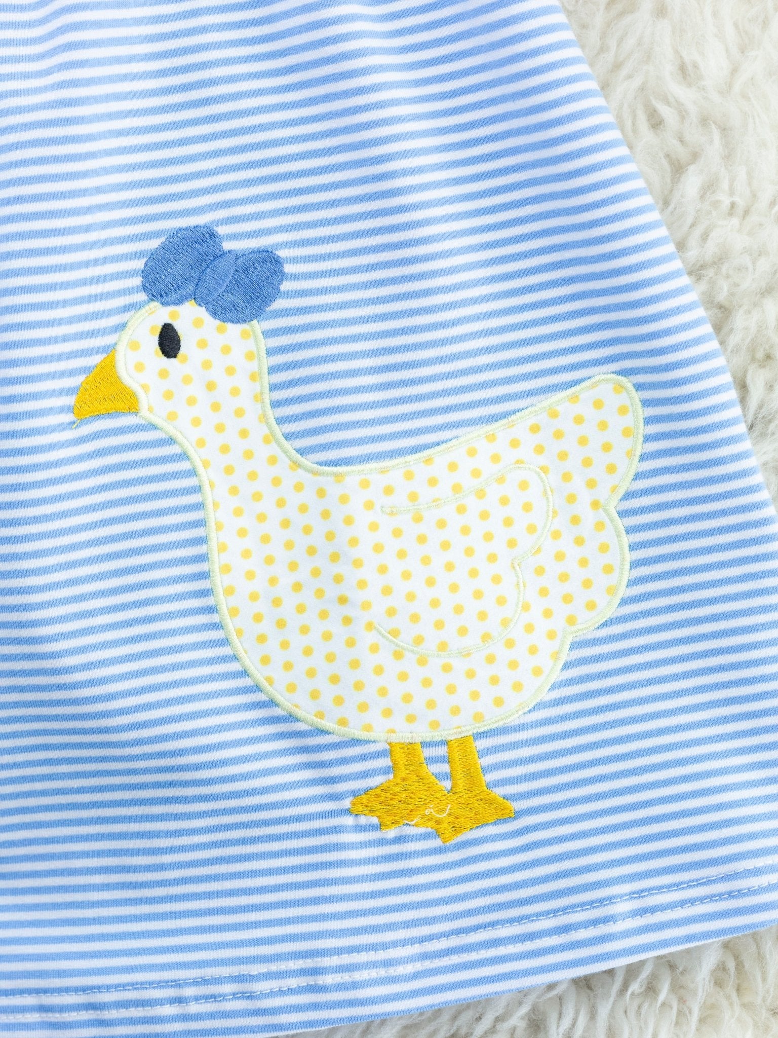 Blue Striped Duck Ruffle Dress - Marie Nicole Clothing