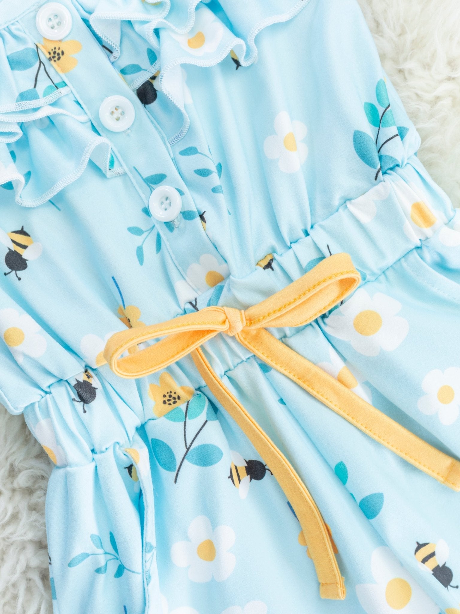 Beautiful Bees Ruffle Romper - Marie Nicole Clothing