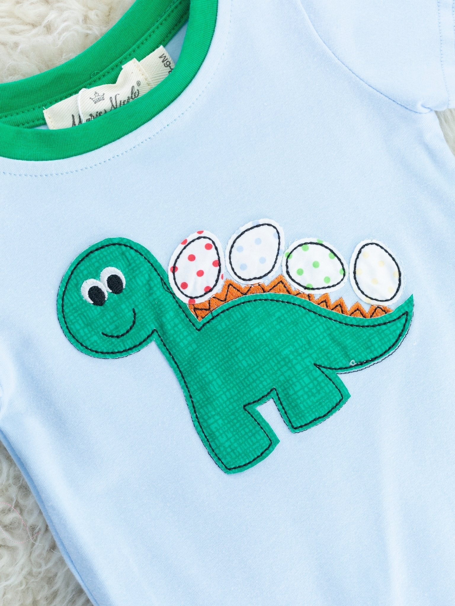 Blue & Green Dino Romper - Marie Nicole Clothing