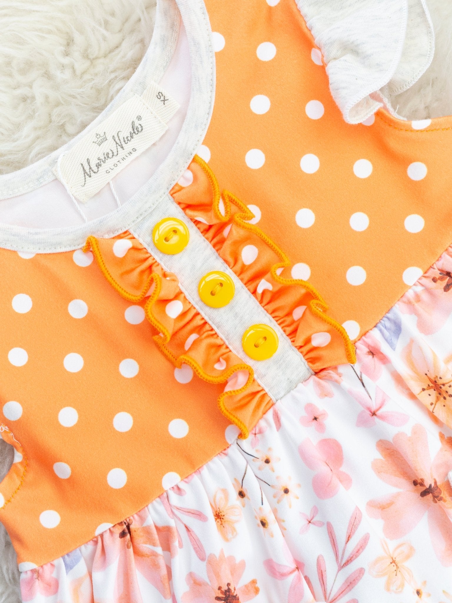Orange Watercolor Daisy Ruffle Outfit - Marie Nicole Clothing