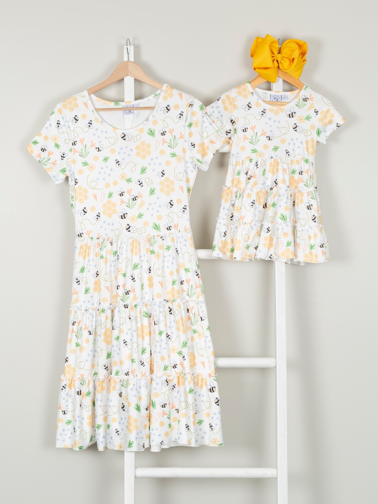 Mom & Me Busy Bee Tiered Dress - Marie Nicole Clothing