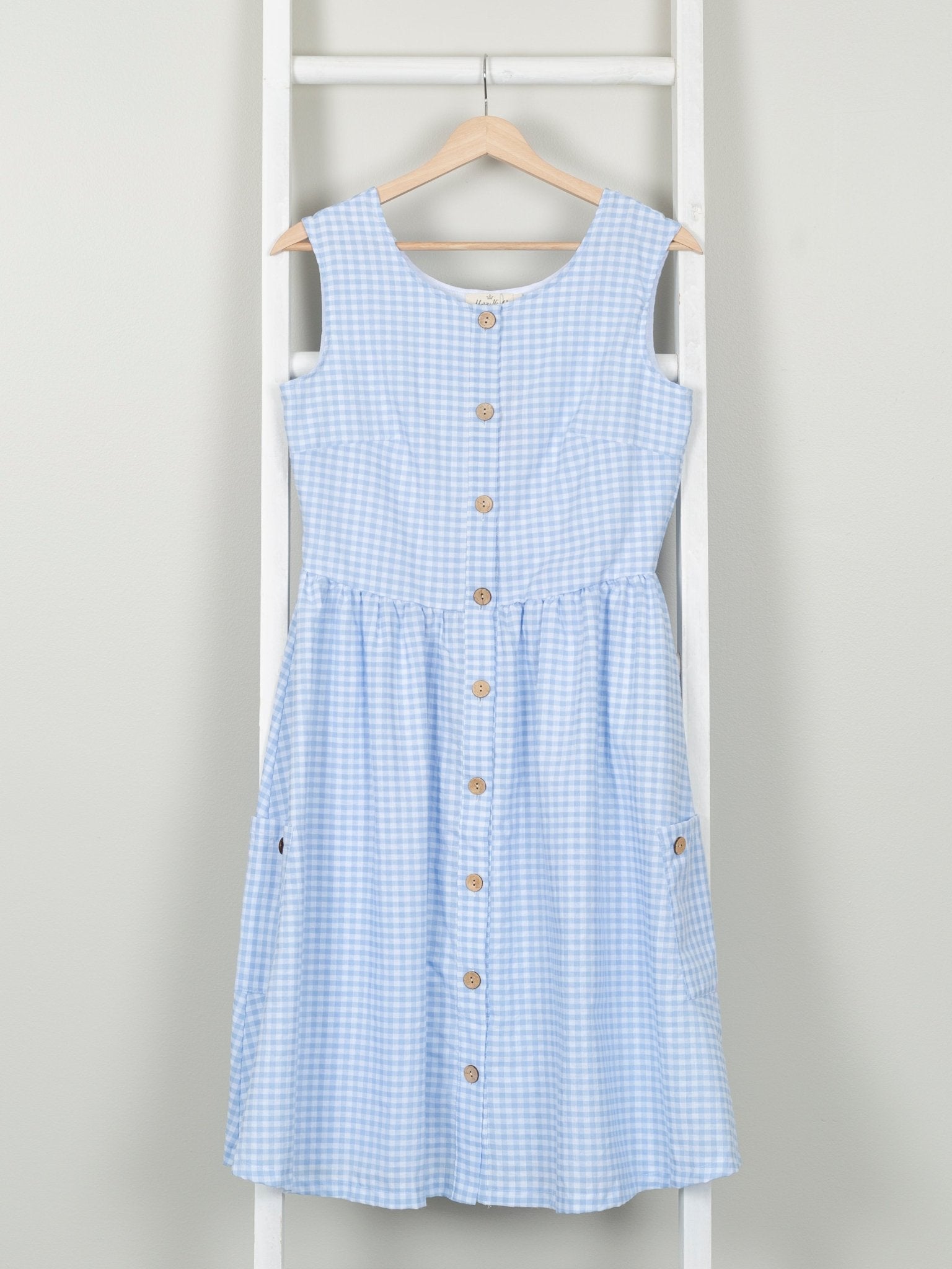 Mom & Me Blue Gingham Button Dress & Romper - Marie Nicole Clothing