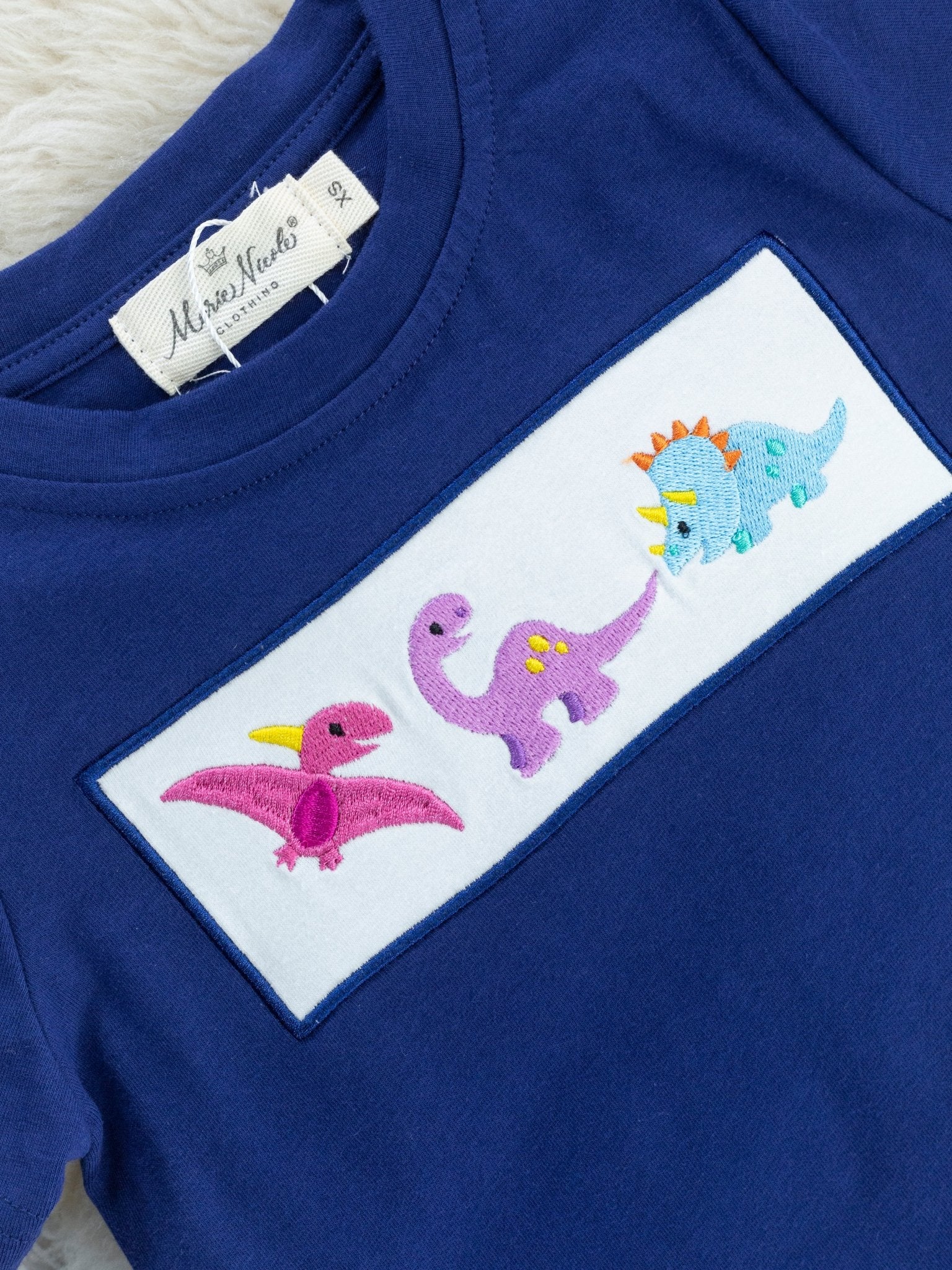 Blue Gingham Dinosaur Outfit - Marie Nicole Clothing